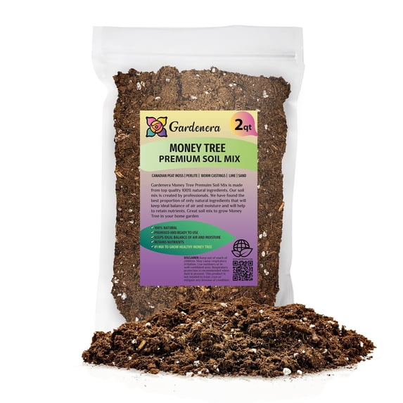 Gardenera Labs Money Tree Potting Soil Mix for Planting or Repotting Guiana Chestnut, Soil Blended to Properly Grow Money Tree Plants (2 Quart Bag)