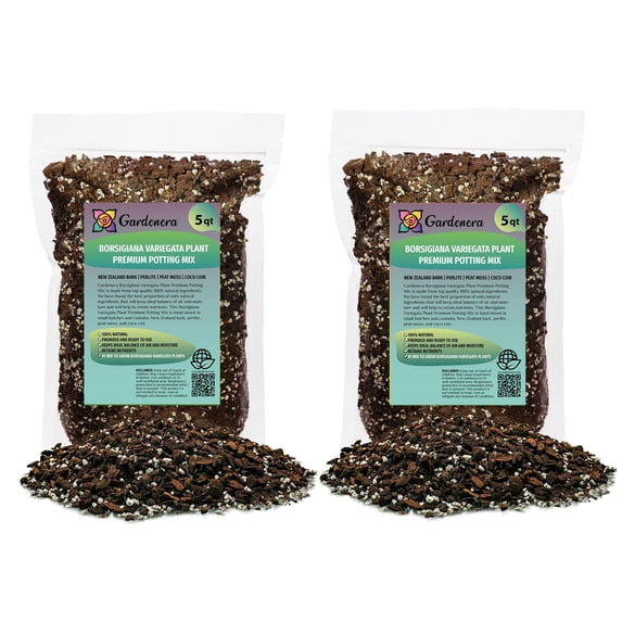 Gardenera Labs Monstera Borsigiana Planting Mix - Promotes Steady Growth and Vibrant Leaves - 10 Quart (2 Bags of 5 Quart)
