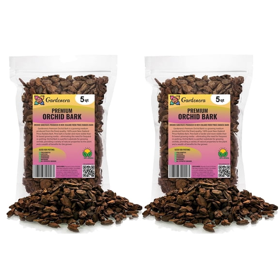 ⭐ Gardenera Labs New Zealand Pinus Radiata Bark - 10 QUART - Premium ORCHIATA - Organic Hand Mixed New Zealand Pine Bark for Orchids - Medium Chips 9-12mm (2 BAGS OF 5 QUART)