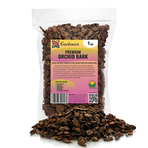 Gardenera Labs New Zealand Pinus Radiata Bark - Organic Hand Mixed New Zealand Orchiata Pine Bark for Orchids - Medium Chips 9-12mm - 1 Quart Bag