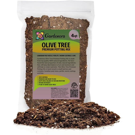 Gardenera Labs Olive Tree Premium Potting Mix - Create a Mediterranean Paradise in Your Backyard - 4 Quart