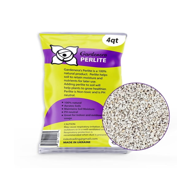 Gardenera Labs Organic Perlite - Medium/Fine Grade (5 Quart Bag) Horticultural Soil Amendment for Indoor & Outdoor Container Plants for Drainage Management and Enhanced Growth