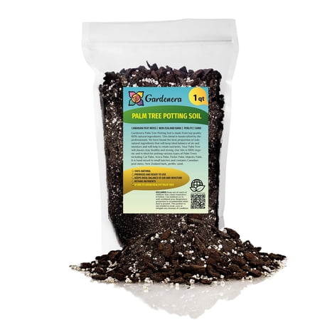 Gardenera Labs Palm Tree Potting Mix - The Ultimate Soil for Strong and Healthy Palms - Top Choice for Palm Tree Growers [1 Quart Bag]