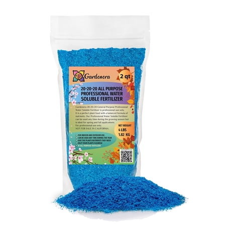 Gardenera Labs Premium 20-20-20 All Purpose Water Solubable Fertilizer for All Plant - Promotes Biomass Growth and Vibrant Leaf Color - 2 Quart