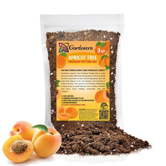 Gardenera Labs Premium Apricot Potting Soil Mix - Ideal Nutrient Blend for Growing Robust, Flavorful, and Bountiful Apricots - 3 Quart