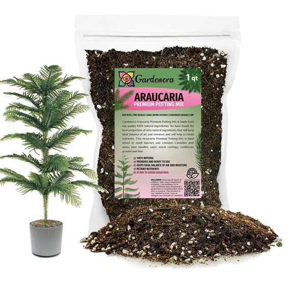 ⭐ Gardenera Labs Premium Araucaria Potting Soil Mix - Optimal Nutrient-Rich Blend for Thriving and Healthy Araucaria Trees - 1 Quart