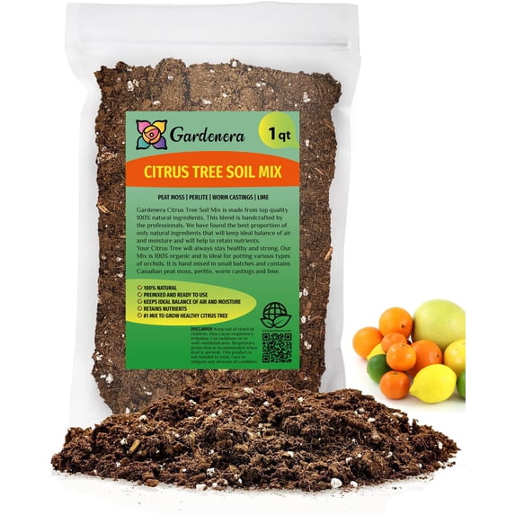 ⭐ Gardenera Labs 🍊🍋 Premium Citrus Tree Potting Soil Mix - 1 QUART - Special Blend for Indoor Oranges, Lemons, Limes and More