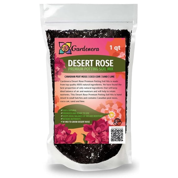 Gardenera Labs Premium Desert Rose Potting Soil - Optimal Blend for Thriving Adenium Plants - 1 Quart