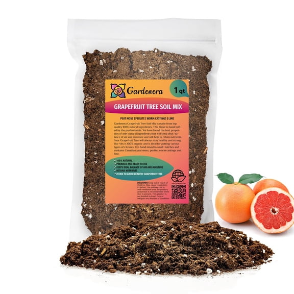 ⭐ Gardenera Labs Premium Grapefruit Potting Mix - The Ideal Growing Environment for Your Citrus Paradisi Trees: Enriched with Peat Moss, Perlite, Worm Castings, and Lime🍈🌿 - [1 Quart Bag]