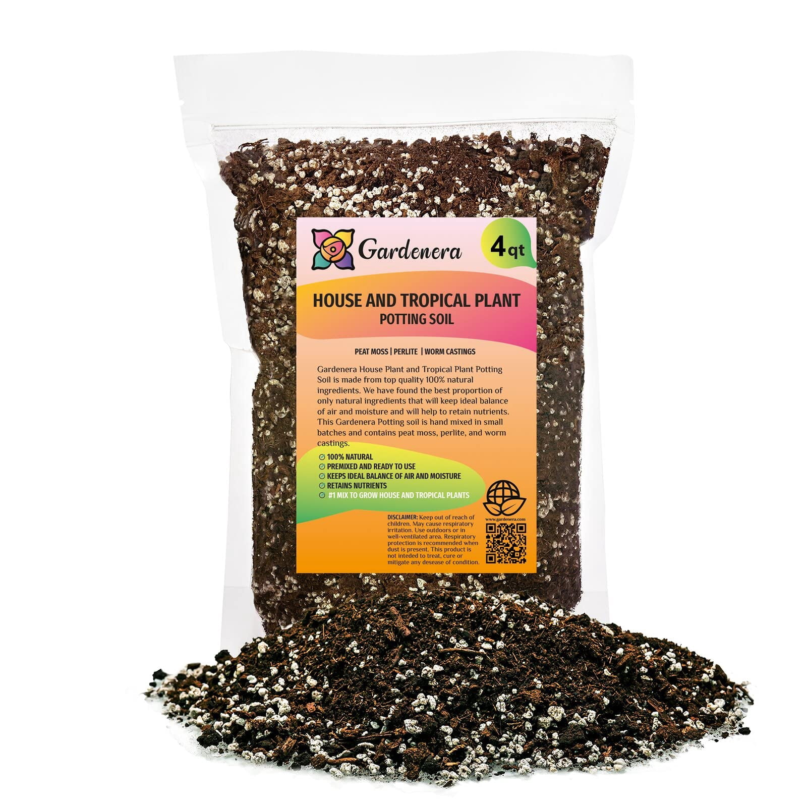 ⭐ Gardenera Labs Premium House Plant and Tropical Plant Potting Soil - Hand-Mixed Blend for Re-Potting All Indoor Plants - 4 Quart