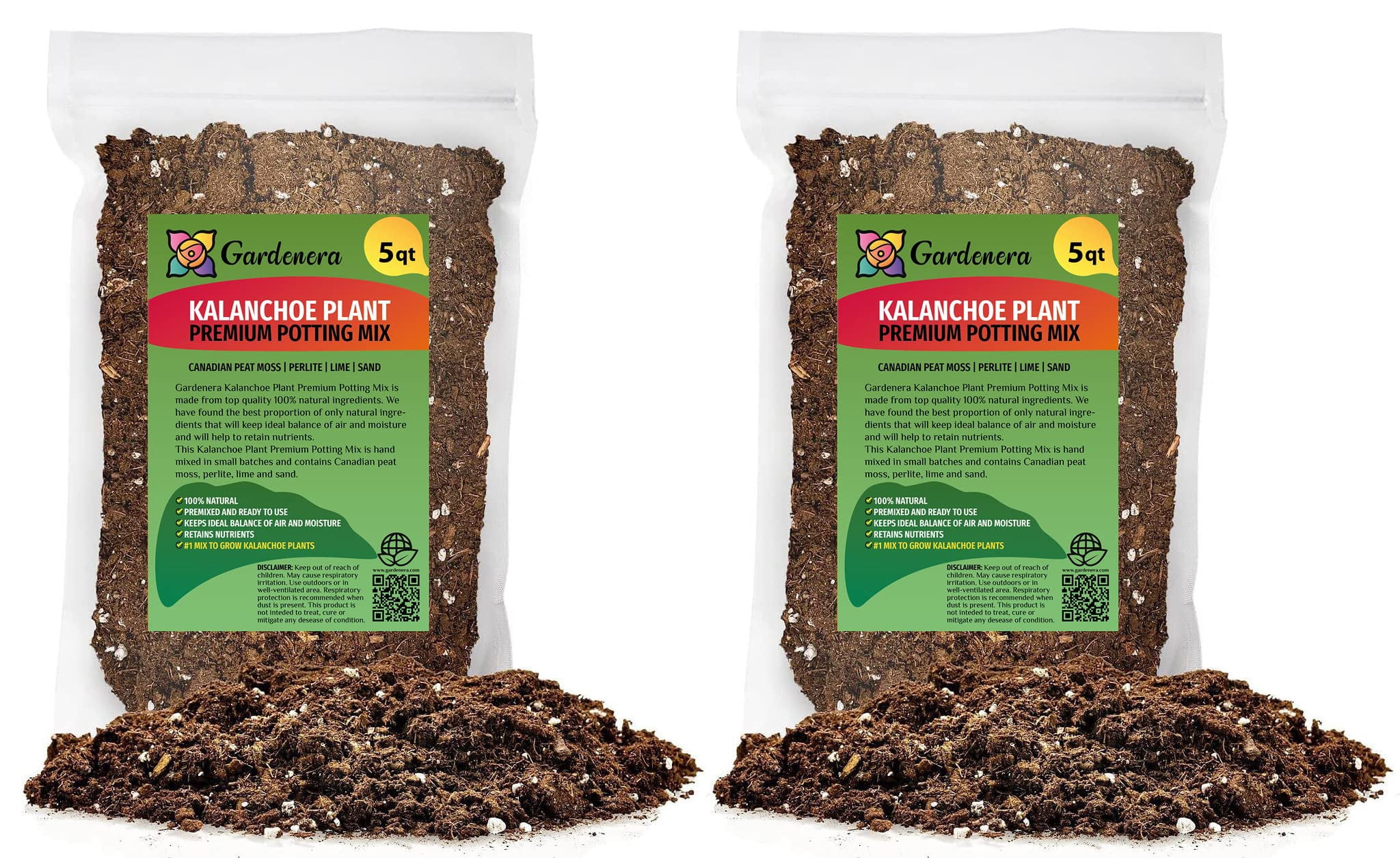 Gardenera Labs Premium Kalanchoe Plant Potting Mix - 10 QUART - Empower Your Plants with a Superior Growing Medium for Enhanced Vitality (2 Bags of 5 Quart)