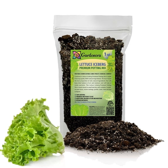 ⭐ Gardenera Labs Premium Lettuce Iceberg Potting Soil Mix - Perfect Balance of Nutrients, Drainage, and Aeration for Thriving Lettuce - 1 QUARTS