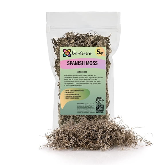 ⭐ Gardenera Labs Natural Preserved Spanish Moss - Premium Filler for Potted Plants, Hanging Baskets, Container Gardens and Terrariums (5 QUART)