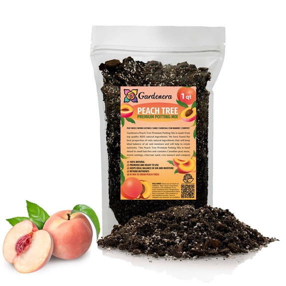 ⭐ Gardenera Labs Premium Peach Potting Soil Mix - Perfect Balance of Nutrients, Drainage, and Aeration for Thriving Peach Trees - 1 QUARTS