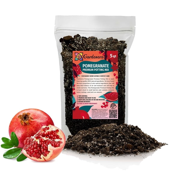 Gardenera Labs Premium Pomegranate Potting Soil Mix - Ideal Nutrient Blend for Growing Robust, Flavorful, and Bountiful Pomegranate Trees - 1 Quart