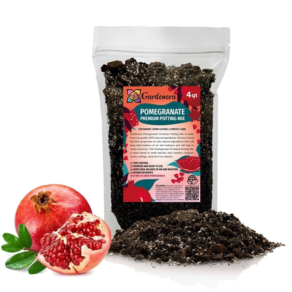 Gardenera Labs Premium Pomegranate Potting Soil Mix - Ideal Nutrient Blend for Growing Robust, Flavorful, and Bountiful Pomegranate Trees - 1 Quart