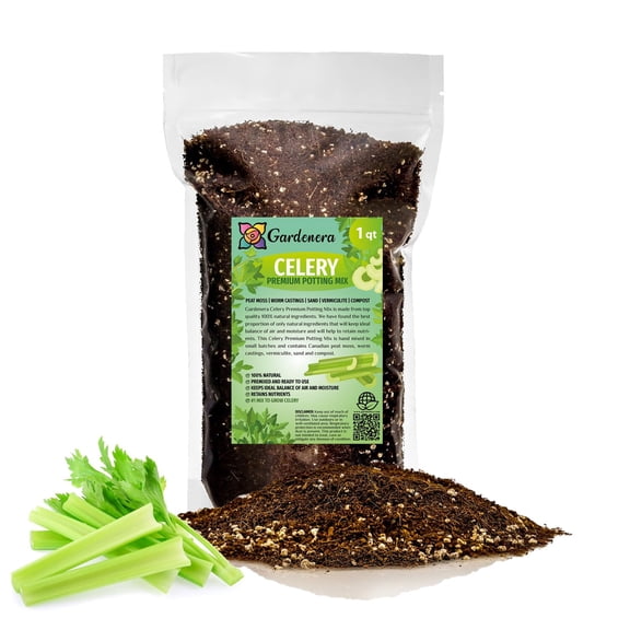 ⭐ Gardenera Labs Premium Potting Soil Blend for Celery - The Ultimate Mix for Healthy, Vibrant, and Crunchy Celery Plants - 1 QUARTS