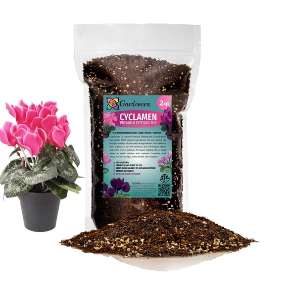⭐ Gardenera Labs Premium Potting Soil Blend for Cyclamen - The Ultimate Mix for Healthy, Vibrant, and Beautiful Flowers - 2 QUARTS