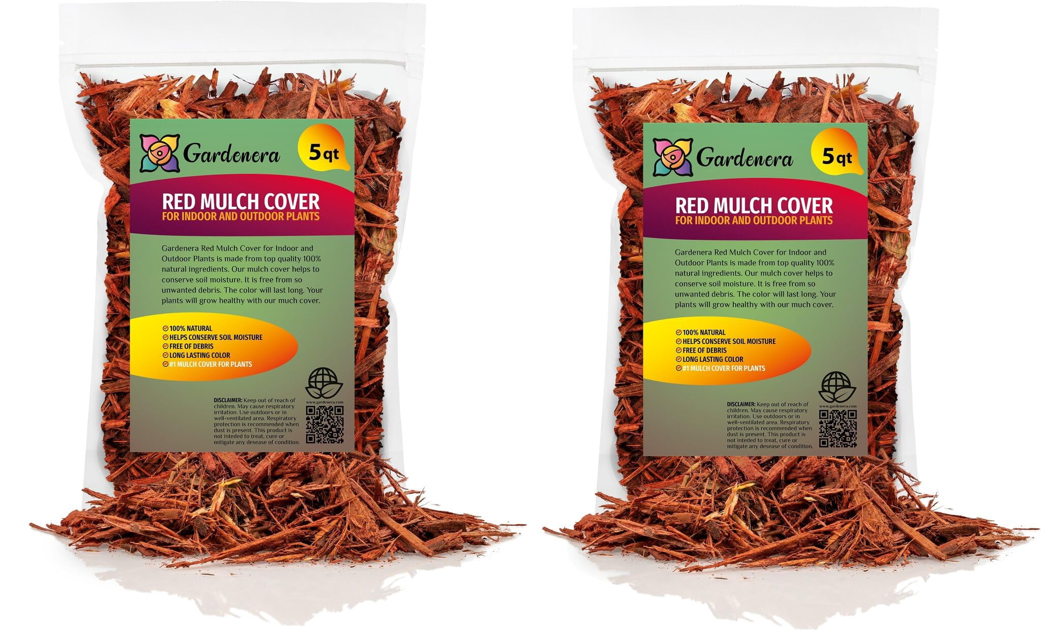 ⭐ Gardenera Labs Red Mulch - Enhance Your Garden's Health and Aesthetic Appeal - 10 QUARTS