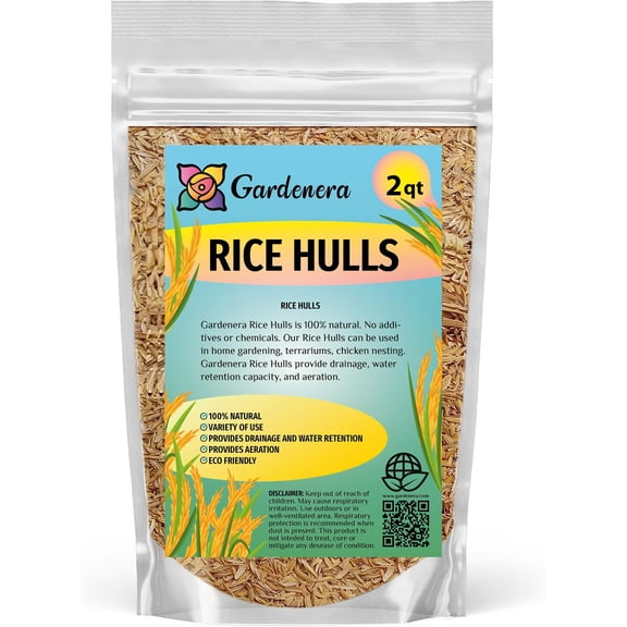 ⭐ Gardenera Labs Rice Hulls - Nature's Gift for Thriving Plants: Organic, Biodegradable, and Chemical-Free - 2 QUARTS