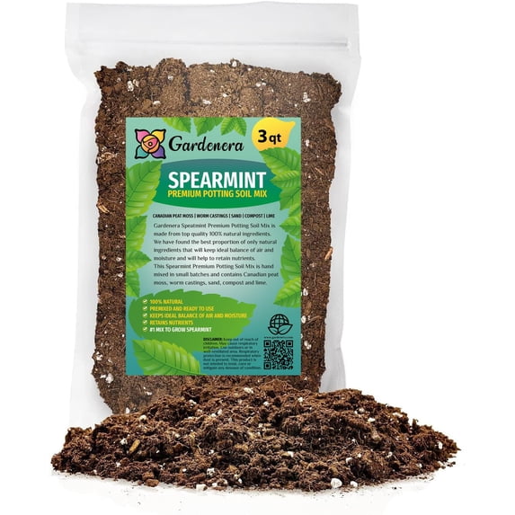 Gardenera Labs Spearmint Plant Potting Soil - Elevate Your Spearmint Garden with Professional Grade Nutrient-Rich Mix - 3 Quart