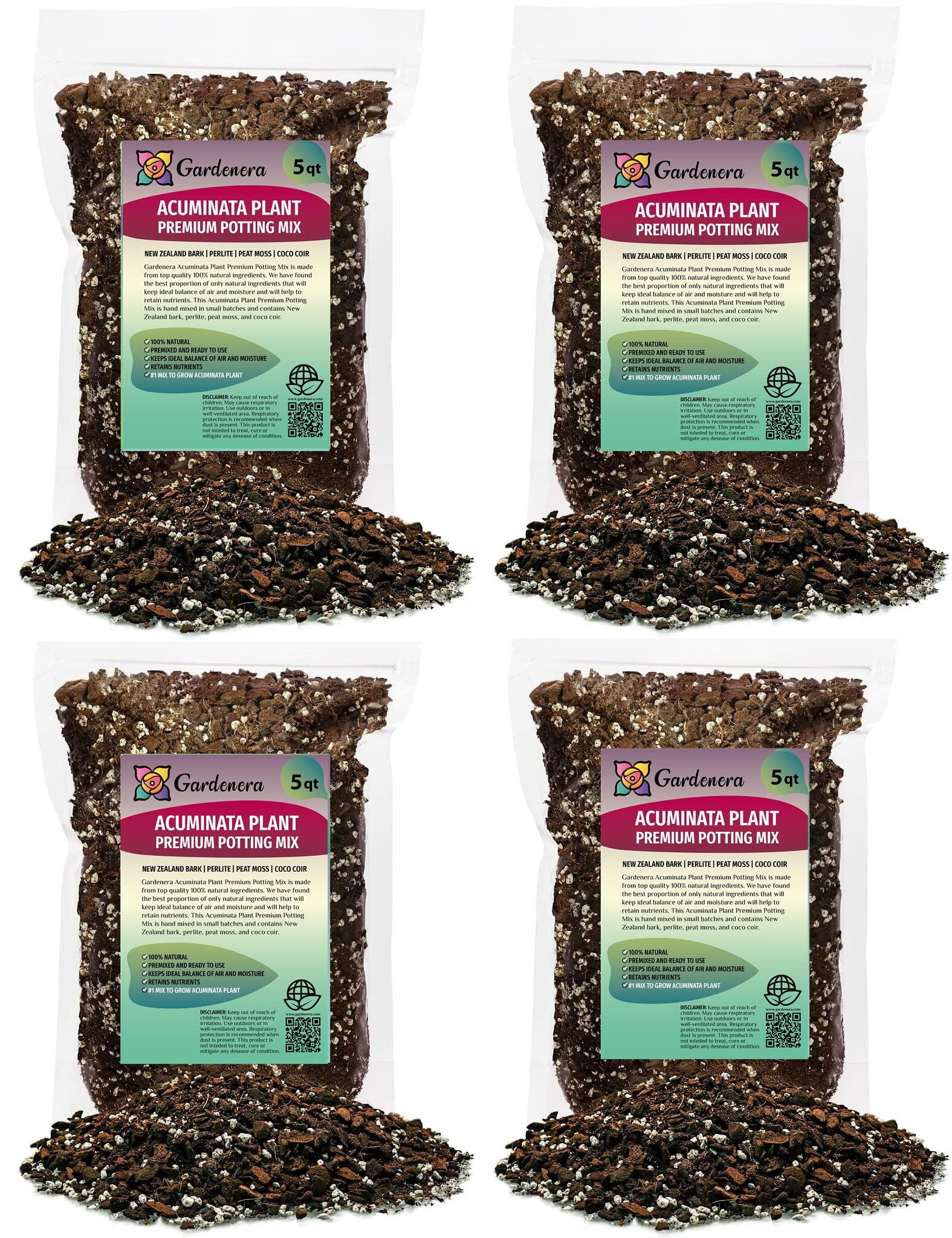 ⭐ PREMIUM Monstera Acuminata Soil Mix - Trusted by Experts for Strong and Healthy Plants by Gardenera Labs - 20 Quart (4 Bags of 5 Quart)