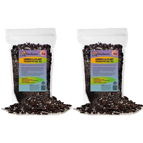 Gardenera Labs Umbrella Plant Premium Potting Mix - 10 Quart - Nourish Your Plants with Nature's Finest Ingredients (2 Bags of 5 Quart)