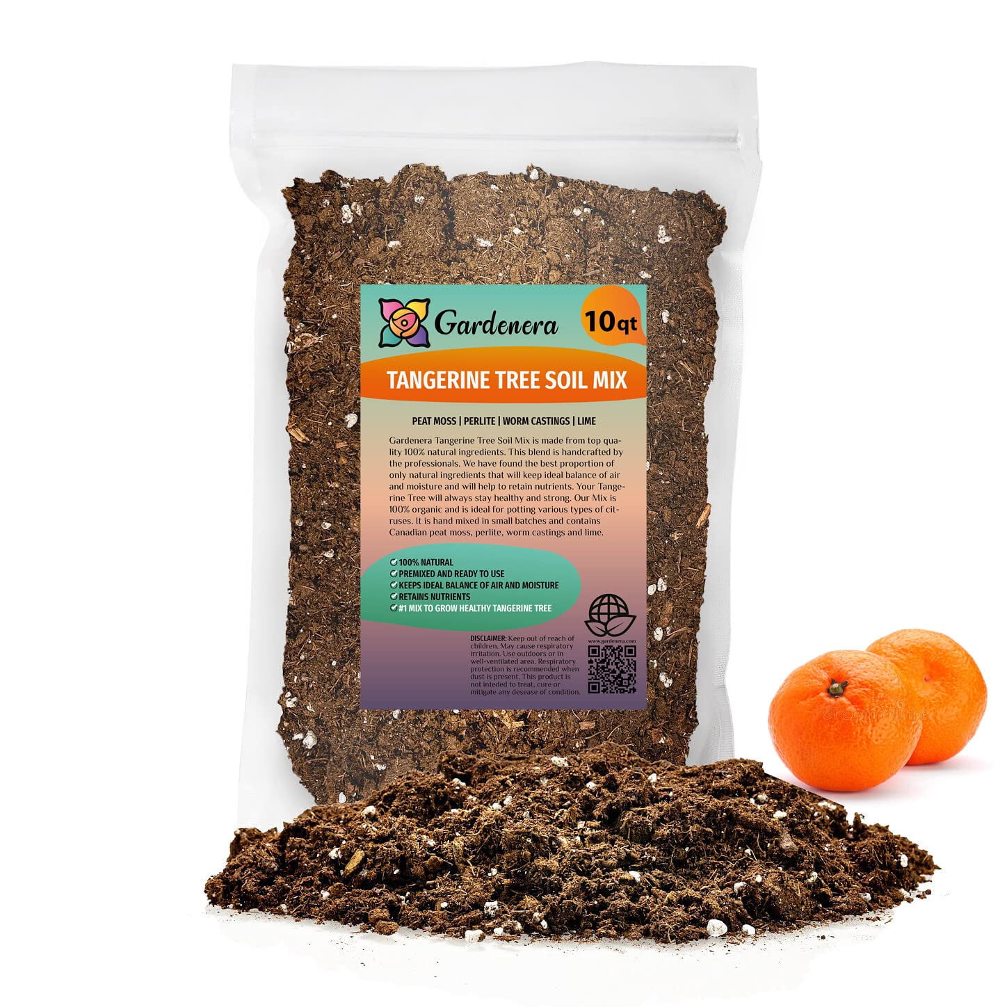 ⭐ Gardenera Labs's Expert Formulated Soil Mix for Tangerine Trees 🍊: The Ideal Growing Medium for Indoor Citrus Trees [10 Quart Bag]