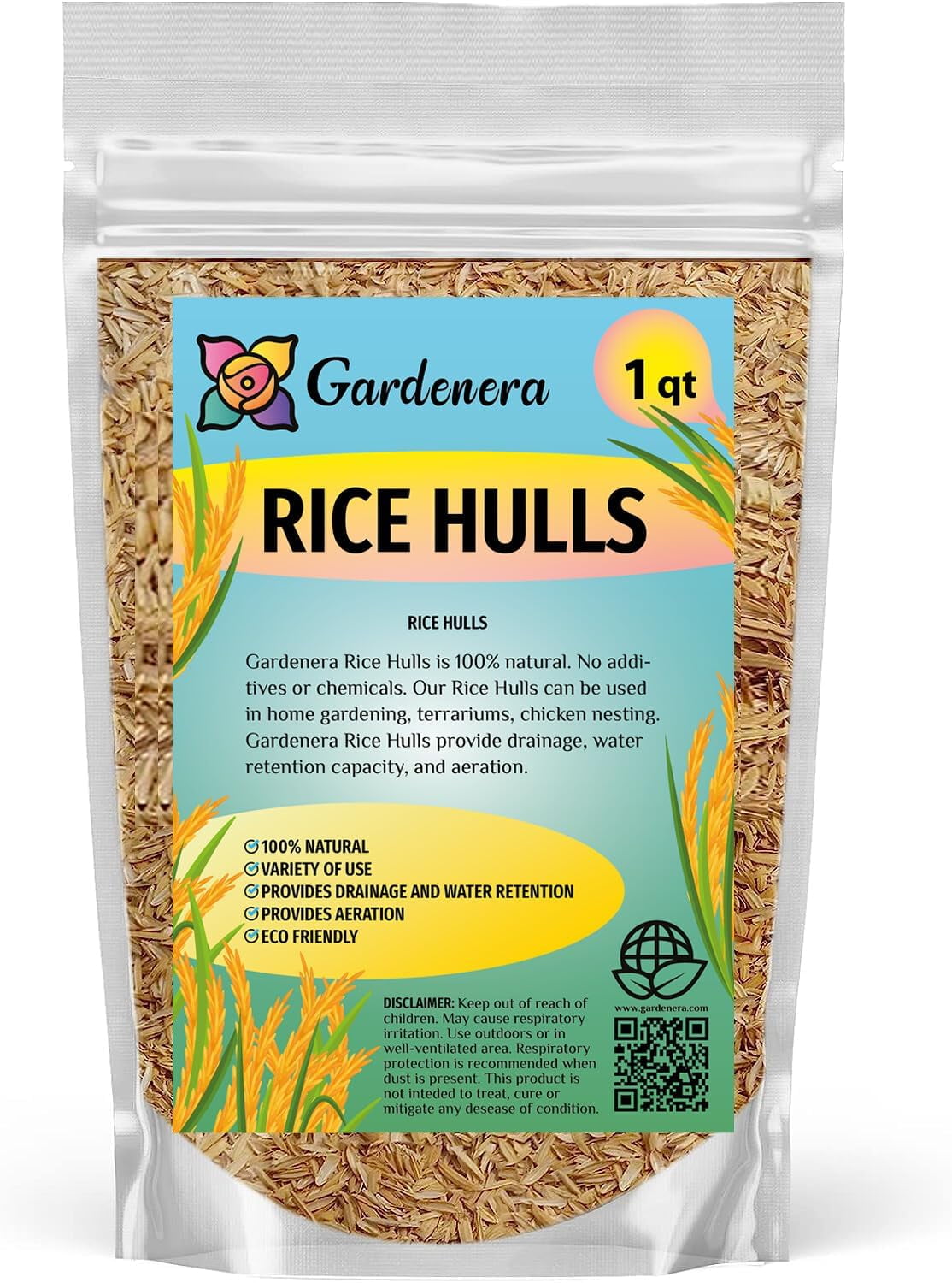 Gardenera Natural Rice Hulls - Eco-Friendly Mulch and Soil Amendment for  House Plants and Chicken Bedding - 1 Quart - Walmart.com