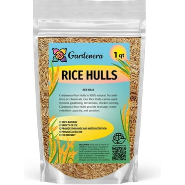 Gardenera Natural Rice Hulls - Eco-Friendly Mulch and Soil Amendment for House Plants and Chicken Bedding - 1 Quart