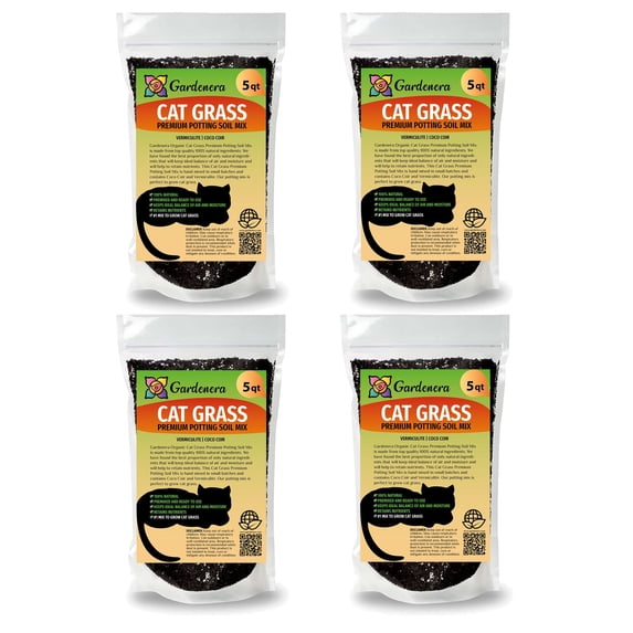 ⭐ Gardenera Organic Cat Grass Mix - Grow Nourishing Grass for Your Cat's Delight - 20 QUARTS
