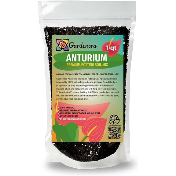 Gardenera Premium Anthurium Soil Mix - Perfect Blend for Thriving Anthurium Plants - 1 Quart