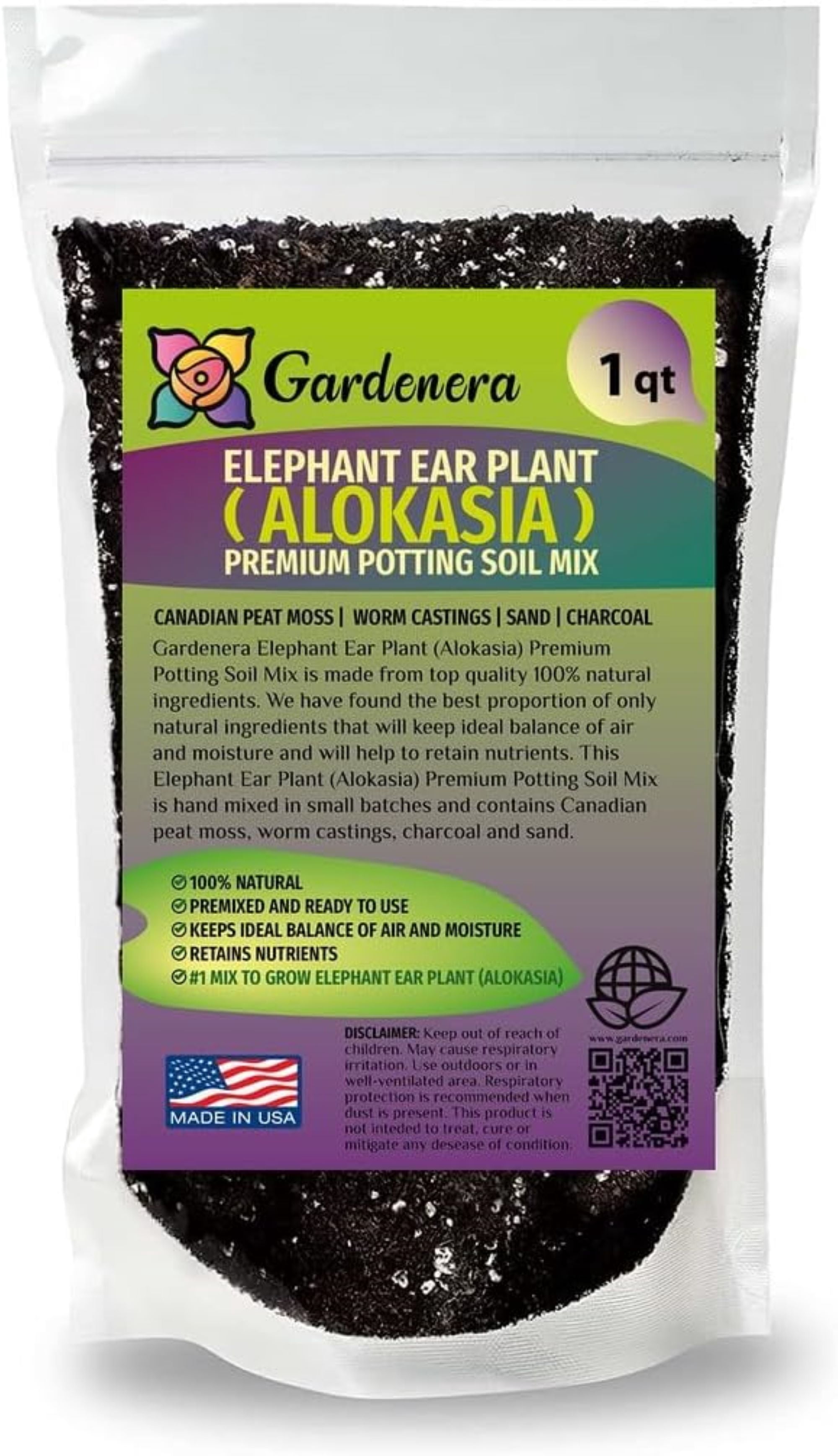 Gardenera Premium Elephant Ear Plant Potting Mix - Expertly Crafted Blend  for Optimal Alokasia Growth and Striking Foliage - 1 Quart - Walmart.com