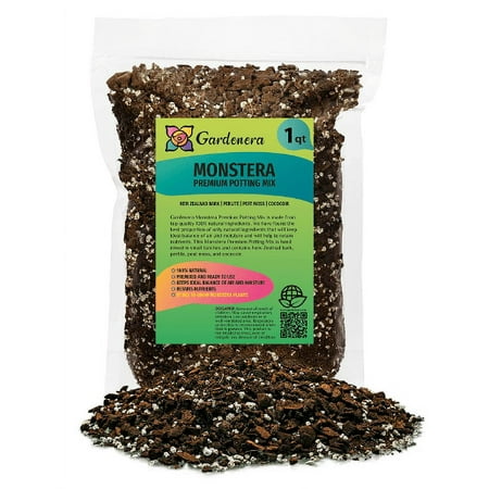Gardenera Premium Monstera Potting Soil, Organic Aged Bark, Coco Coir, Quick Drain 1 Quart