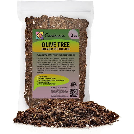 ⭐ Gardenera Olive Tree Premium Potting Mix - Optimal Air, Moisture, and Nutrient Balance for Healthy Trees - 2 QUART