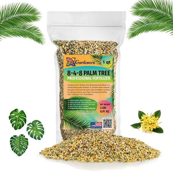 🌴 Gardenera Premium All Season Palm, Ixora, and Ornamental Plant Food (8-4-8) - Nourish Your Landscape for Lush Growth and Beautiful Blooms - 1 QUART