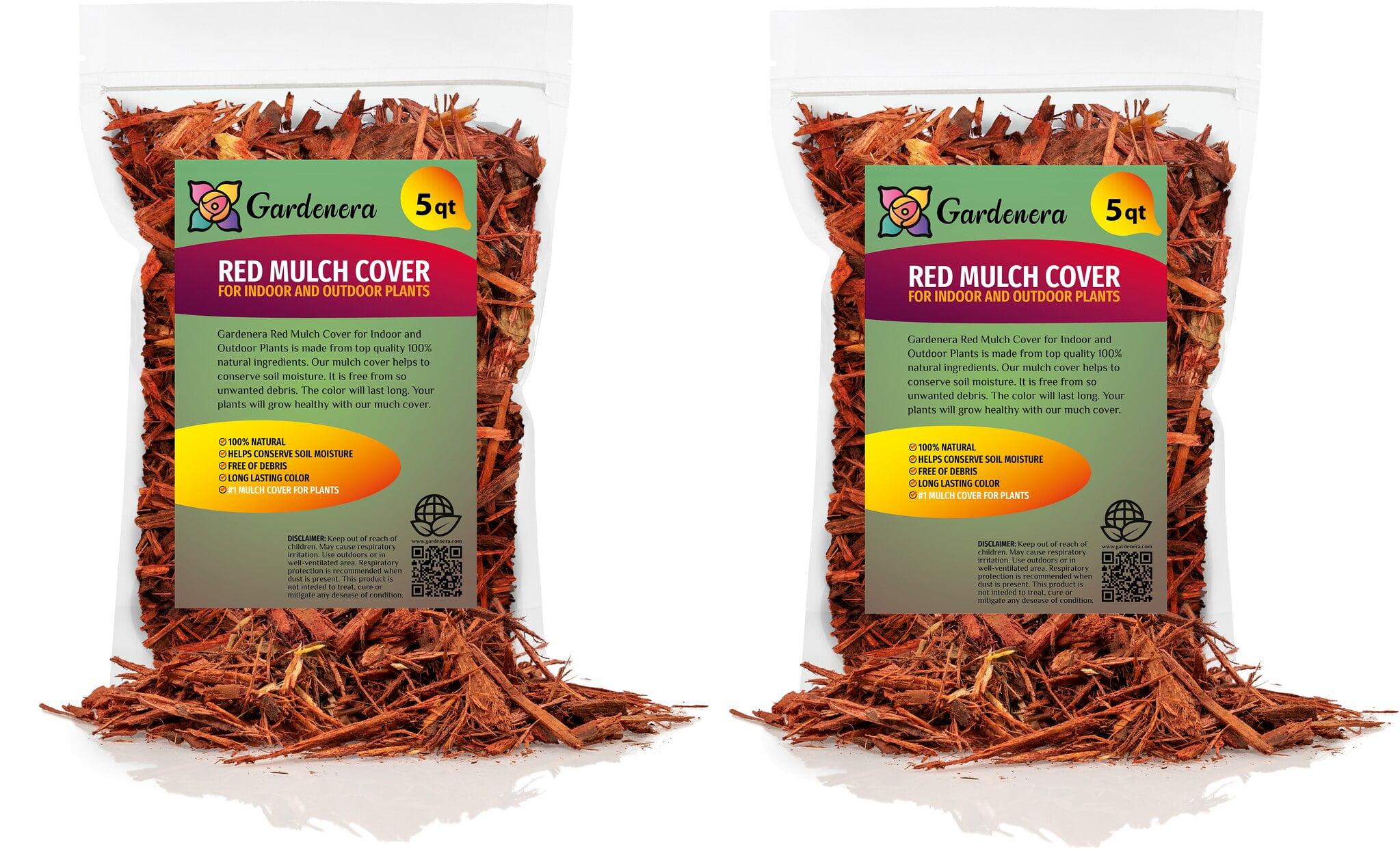 ⭐ Gardenera Red Mulch - Enhance Your Garden's Health and Aesthetic Appeal - 10 QUARTS