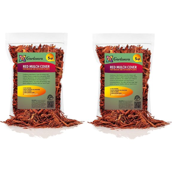 Gardenera Red Mulch - Improve Soil Fertility and Insulate Plant Roots - 10 QUARTS