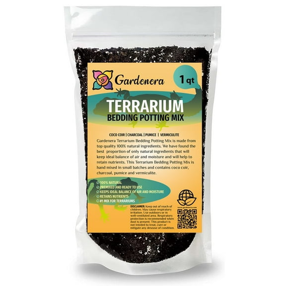 ⭐ Gardenera Terrarium Bedding - Premium Blend of Coco Coir, Charcoal, Pumice, and Vermiculite for Vibrant Terrariums - 1 QUART
