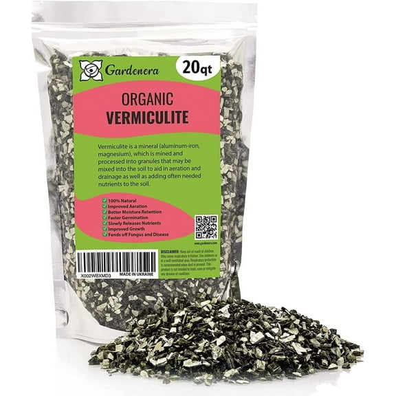 ⭐ Gardenera's Horticultural Vermiculite for Healthy and Happy Plants - Lightweight, Non-Toxic and Perfect for Improved Soil Aeration - 20 QUART