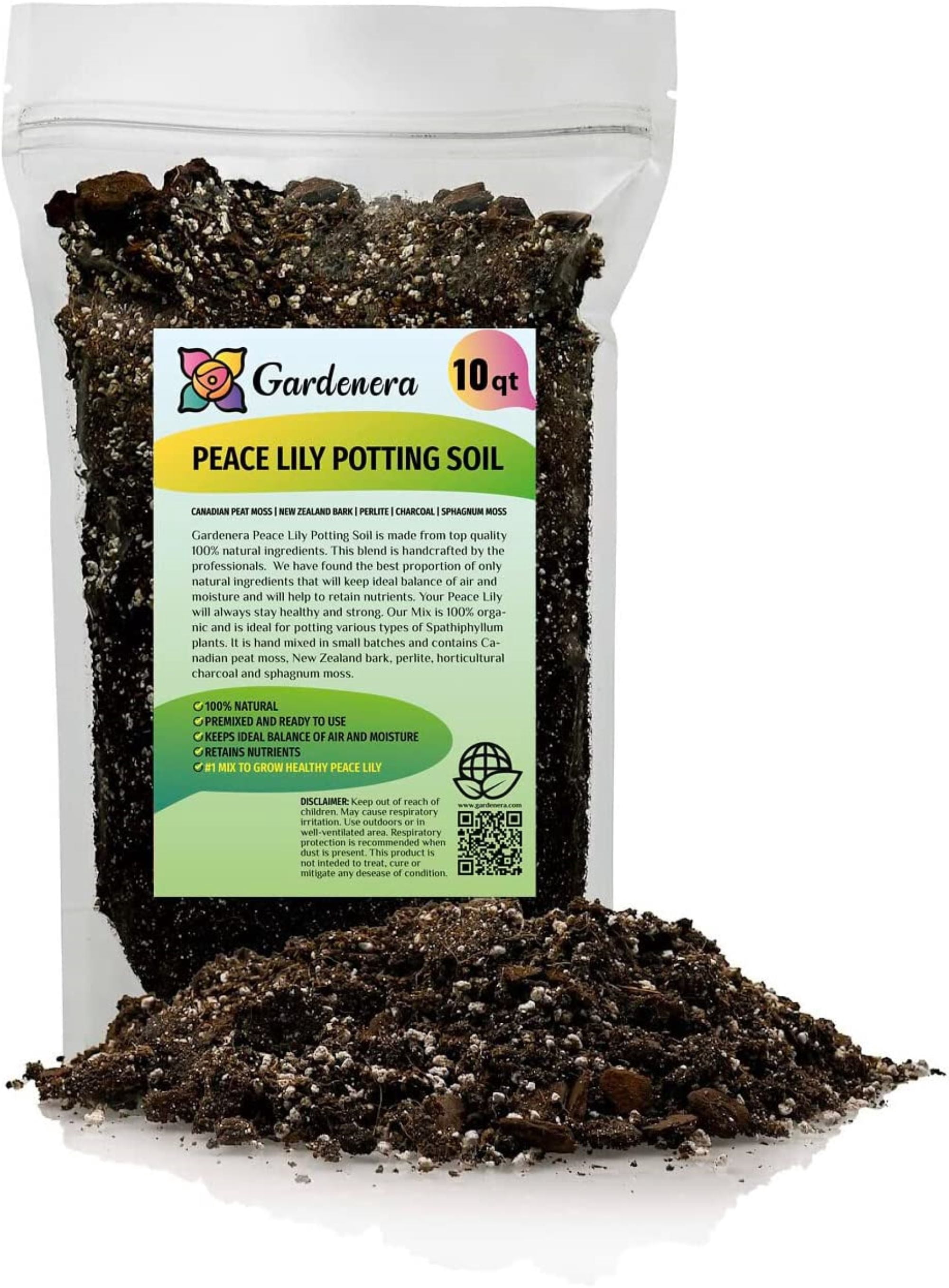 Gardenera's Premium Peace Lily Potting Mix The Perfect Growing Environment for Your Indoor Plants in Planters, Pots, and Containers [10 Quart Bag]