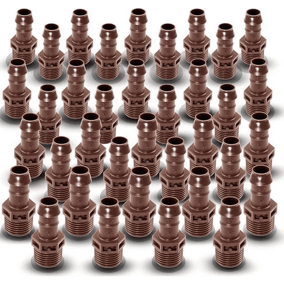 (36) Rain Bird BA-050MPS Barb Drip Irrigation Adapter Universal in. MPT x in UV-Resistant Leak-Tight Connector in Poly Tubing