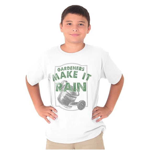 Gardeners Make It Rain Gardening Humor Crewneck T Shirts Boy Girl Teen Brisco Brands M