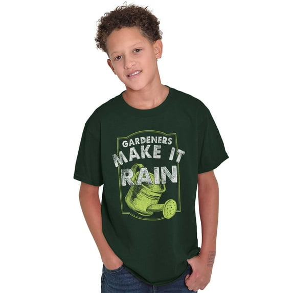 Funny Gardeners Make It Rain Humor Crewneck T Shirts Boy Girl Teen Brisco Brands XS