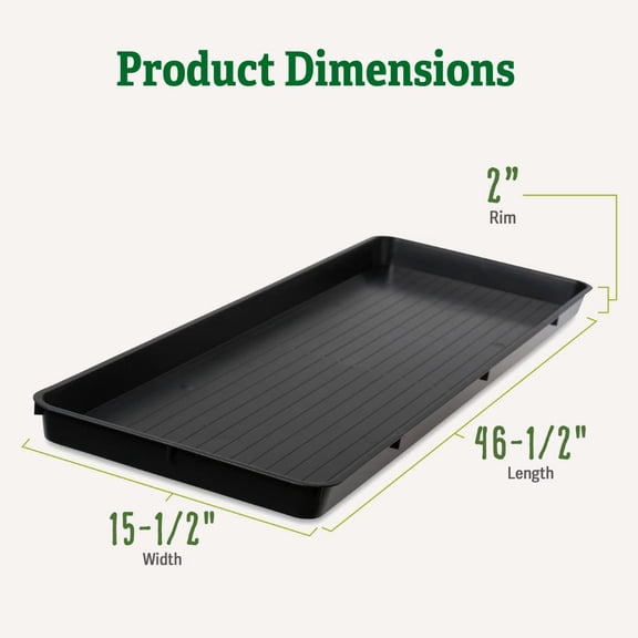 Gardeners Supply Company Large Plant Tray | Multi-use Durable Big Plastic Tray for Indoor & Outdoor Plants, Seed Starting Tray & Potted Succulents, Flowers | 46-1/2"L x 15-1/2"W x 2" Deep - Black