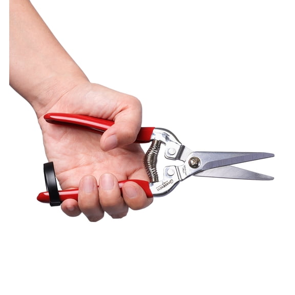 Gardeness Pruning Shear Straight Pruning Snip with Stainless Steel Serrated Blade, Adjustable Joint Screw Micro Tip Garden Scissor for Arranging, Trimming, Harvesting Fruit, Vegetables