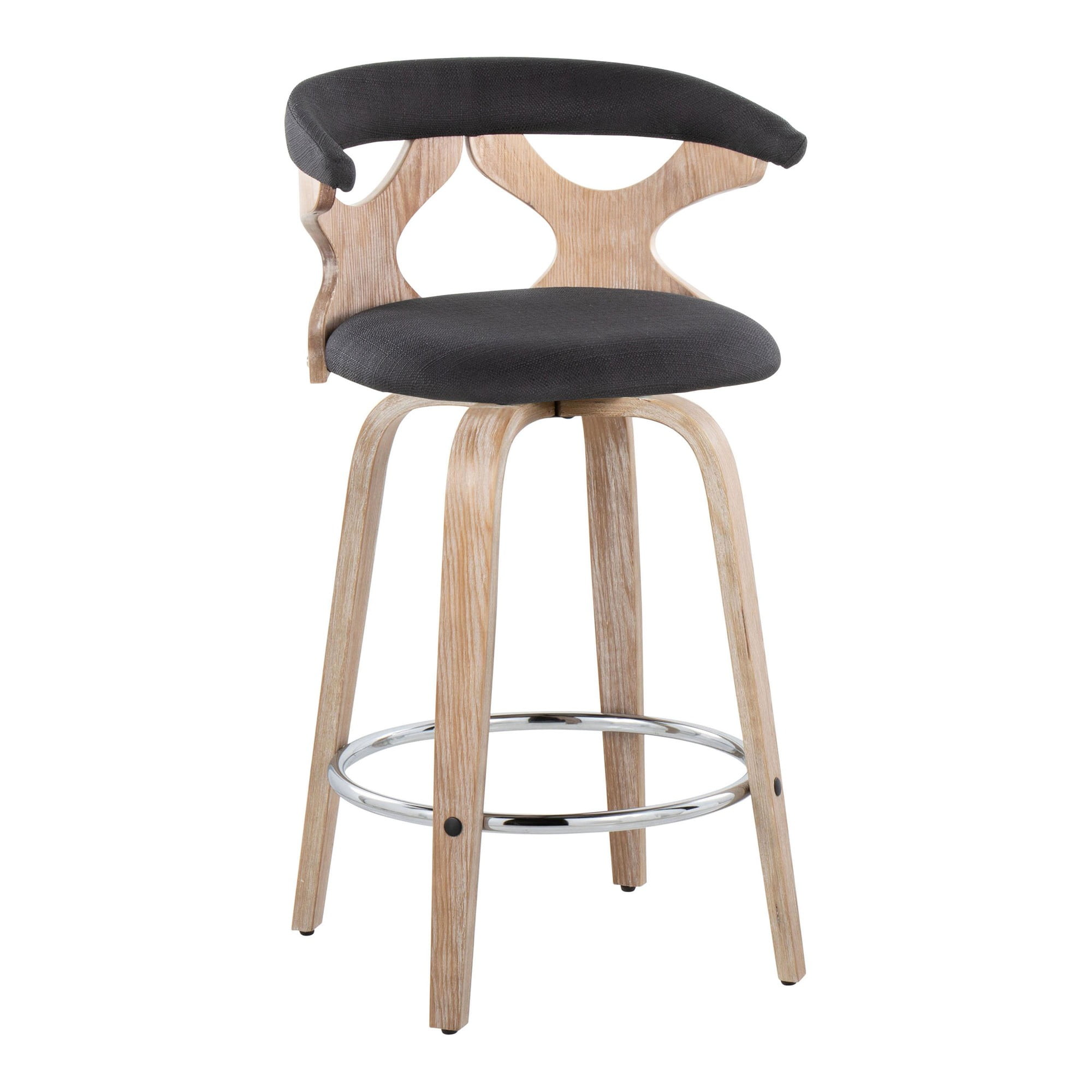 Set of 2 Gardenia Counter Height Barstools - LumiSource: Swivel, Upholstered, Foam-Filled