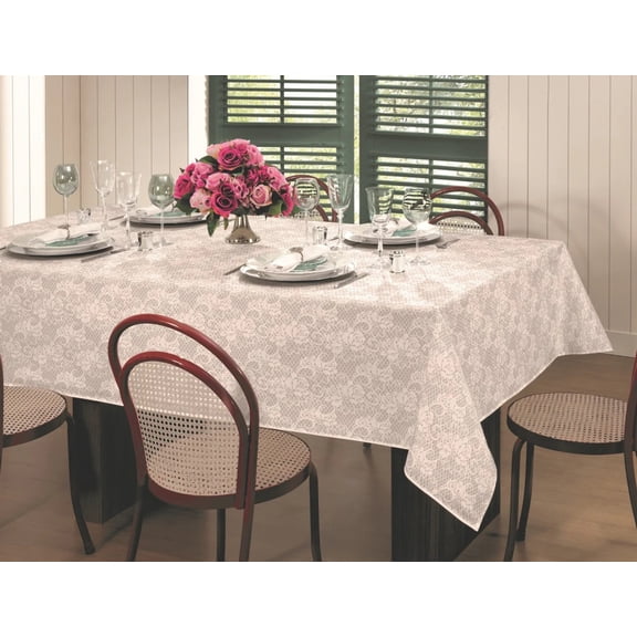 Gardenia Elegance Decorative Printed self design Tablecloth for Dining Room and Party. Size: 55x86 inch Rectangle)