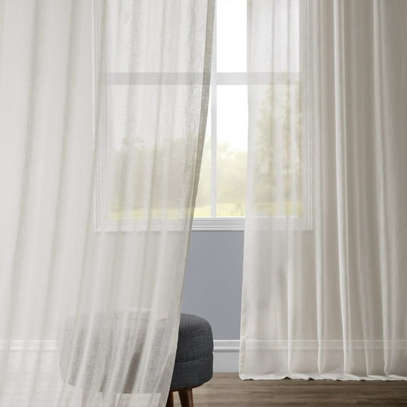 Gardenia Faux Linen Sheer Curtain (1 Panel), Gardenia, 50W X 120L