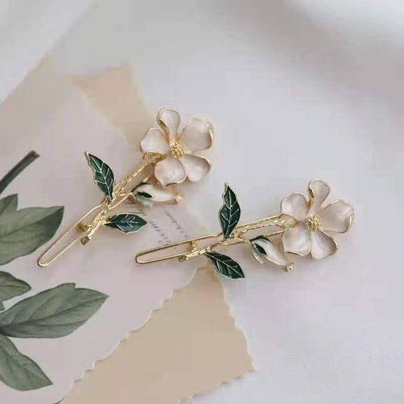 Gardenia Hair Clip Vintage Style Cream Color Barrette Hairpin Set for Women Girls Beach Style Hair Accessories 2 Pack